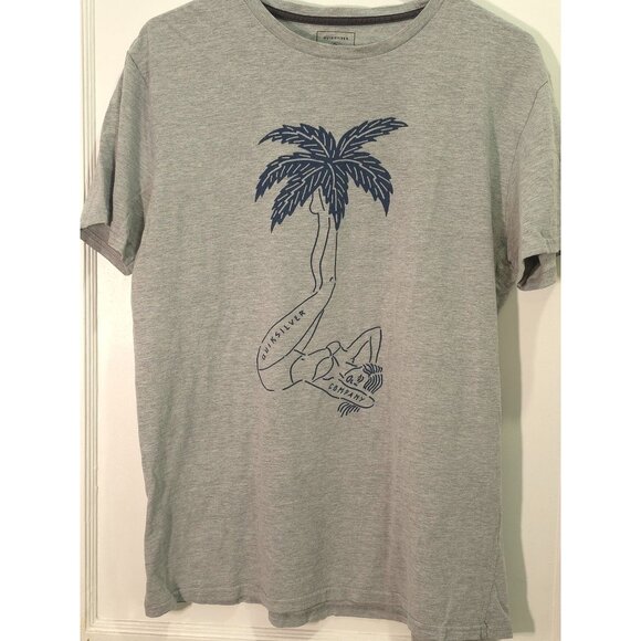 Quiksilver Men's Gray Graphic Tee Palm Tree Design Premium Fit Medium - Picture 3 of 8